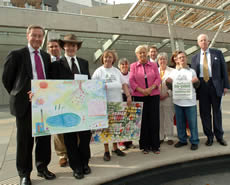 Some of the Save Camphill delegation with MSPs David Davidson, Nanette Milne, Murdo Fraser, Shiona Baird, Rosemary Byrne and Dondald Gorrie.
